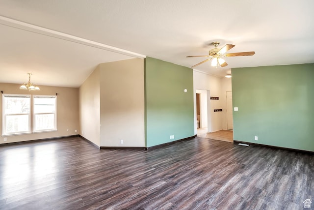 783 S 100 W, Payson, UT 84651 - empty room featuring wood finished floors, a chandelier, a ceiling fan, and baseboards
