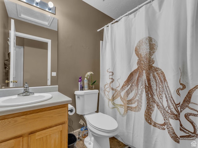 1177 W Dun Robin Ct, Salt Lake City, UT 84123 - bathroom featuring vanity, toilet, baseboards, and a shower with shower curtain