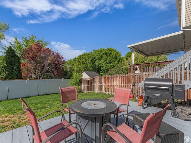 1177 W Dun Robin Ct, Salt Lake City, UT 84123 - wooden terrace with outdoor dining space