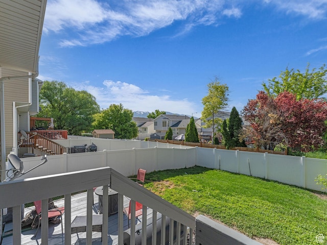 1177 W Dun Robin Ct, Salt Lake City, UT 84123 - view of yard with a wooden deck, a residential view, and stairway