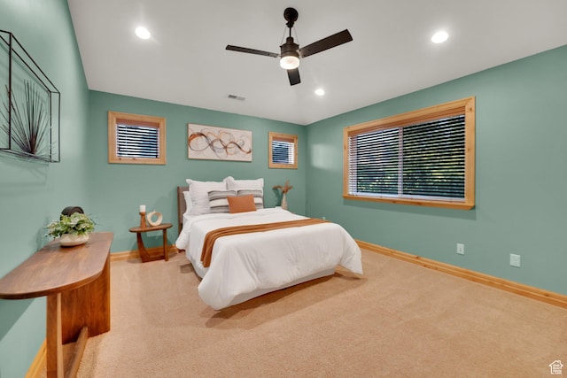 2345 E Lambourne Ave, Millcreek, UT 84109 - bedroom with carpet floors, baseboards, recessed lighting, and ceiling fan