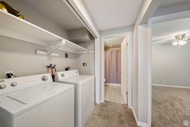 1532 S 200 E, Orem, UT 84058 - washroom with light carpet, washer and clothes dryer, a ceiling fan, and baseboards
