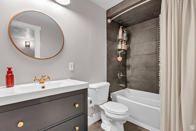 850 E 760 N, Lehi, UT 84043 - bathroom featuring toilet, shower / tub combo with curtain, vanity, and tile patterned floors