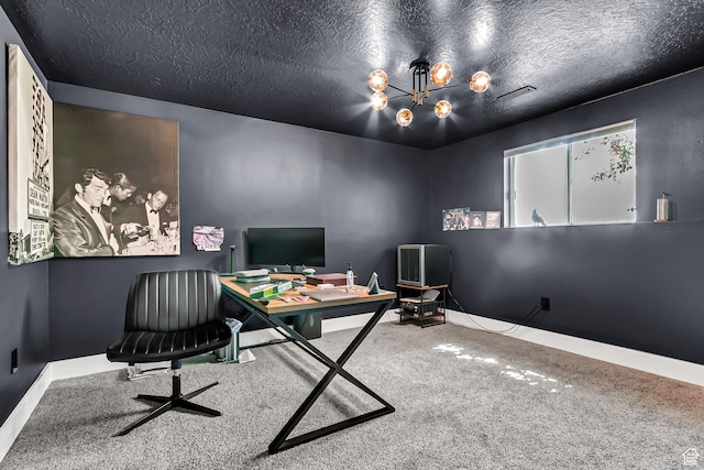 850 E 760 N, Lehi, UT 84043 - carpeted office space featuring a chandelier, baseboards, and a textured ceiling