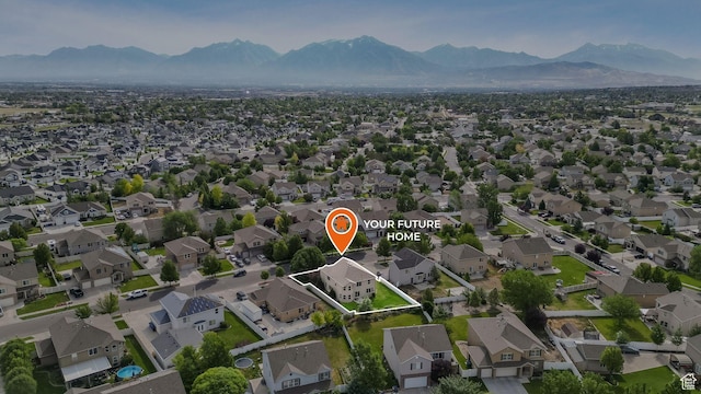 13764 S Rosie Ln, Herriman, UT 84096 - aerial overview of property's location featuring a mountain backdrop and nearby suburban area