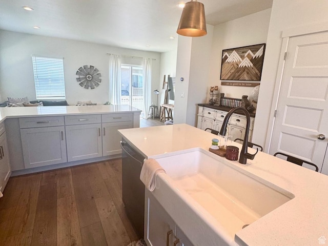 953 N 850 E Unit 229, Layton, UT 84041 - kitchen featuring a sink, dishwasher, dark wood finished floors, plenty of natural light, and recessed lighting