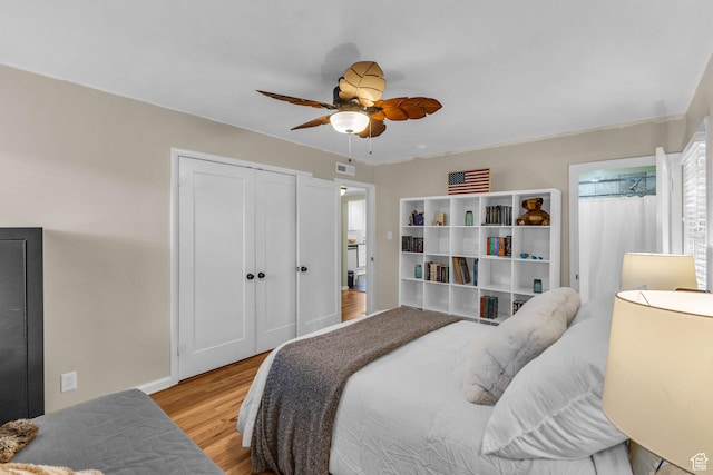 954 E 300 S, Provo, UT 84606 - bedroom featuring light wood-type flooring, ceiling fan, and a closet