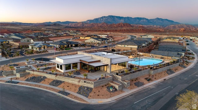 0, Washington, UT 84780 - aerial view at dusk of a mountain view, a residential view, and view of pool