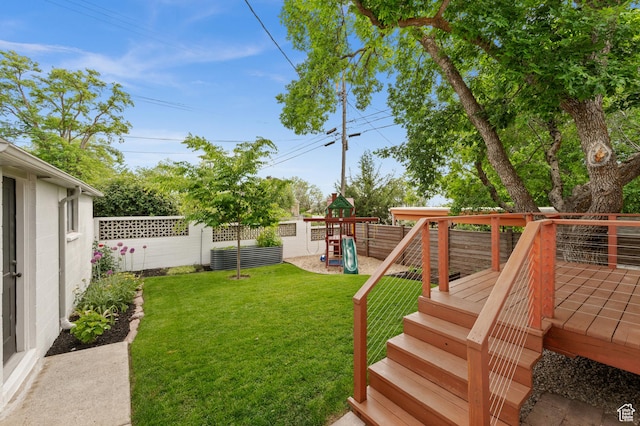 2524 E Redondo Ave, Salt Lake City, UT 84108 - view of yard with a playground and a wooden deck