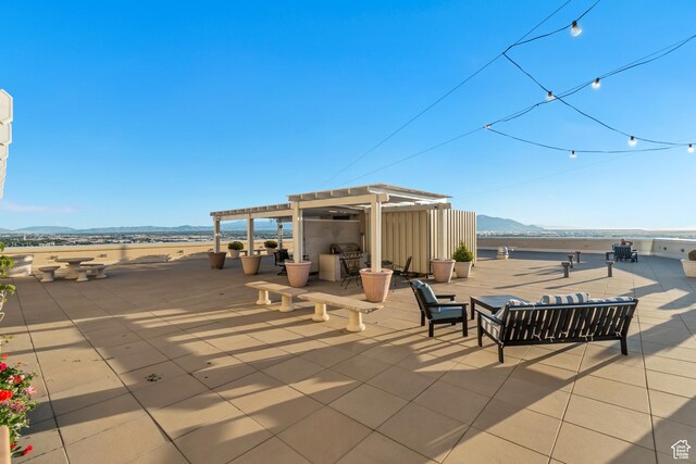 48 W 300 S Unit 1803N, Salt Lake City, UT 84101 - view of patio with a mountain view and a pergola