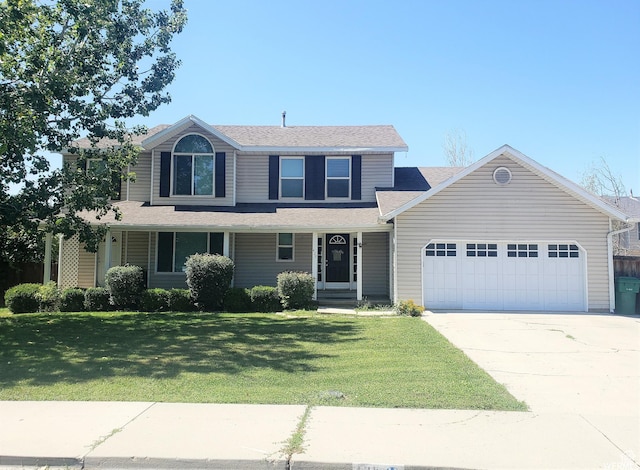 425 N 2150 W, Provo, UT 84601 - view of front of property featuring a garage, a front lawn, concrete driveway, and roof with shingles