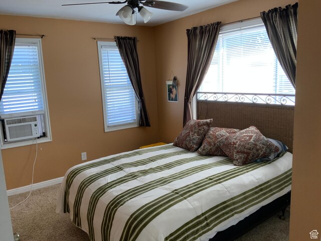 955 N Catherine St, Salt Lake City, UT 84116 - bedroom with carpet flooring, cooling unit, ceiling fan, and baseboards