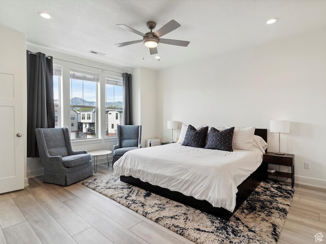 335 E Park Blvd S, Ogden, UT 84401 - bedroom featuring light wood finished floors, a ceiling fan, recessed lighting, and baseboards