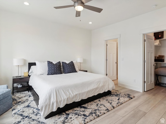 335 E Park Blvd S, Ogden, UT 84401 - bedroom featuring light wood-style flooring, recessed lighting, baseboards, and ceiling fan