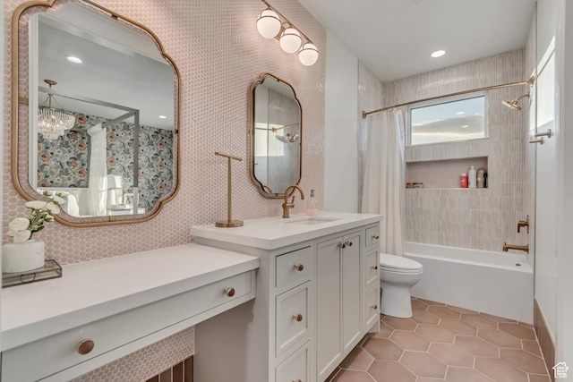 1366 S 370 E, Salem, UT 84653 - full bathroom featuring tile patterned flooring, shower / bath combo, toilet, and vanity