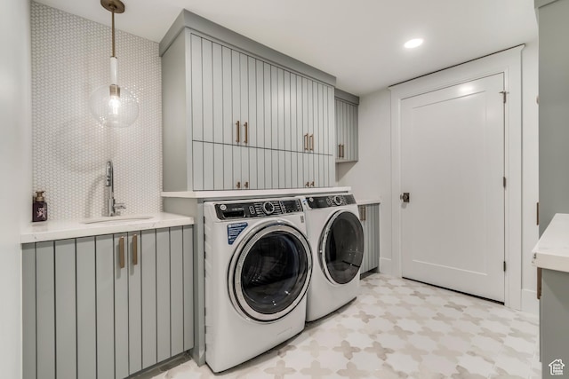 1366 S 370 E, Salem, UT 84653 - laundry area with washing machine and dryer, cabinet space, and light floors