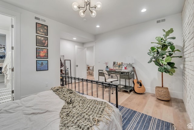 1366 S 370 E, Salem, UT 84653 - bedroom featuring wood finished floors, a chandelier, recessed lighting, and baseboards