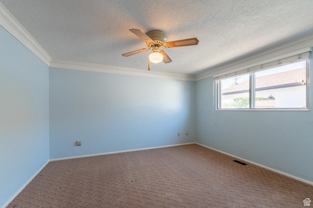 5253 S 2150 W, Roy, UT 84067 - carpeted empty room featuring crown molding, ceiling fan, a textured ceiling, and baseboards