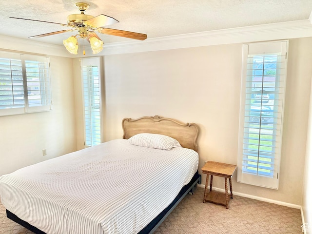5253 S 2150 W, Roy, UT 84067 - bedroom with crown molding, multiple windows, carpet, baseboards, and ceiling fan