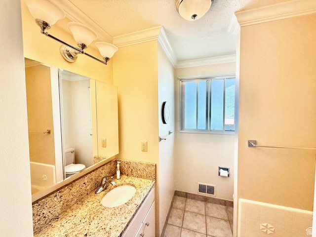 5253 S 2150 W, Roy, UT 84067 - bathroom with toilet, crown molding, vanity, baseboards, and tile patterned flooring