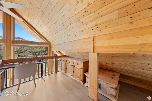 332 W Pinehurst Dr, Brian Head, UT 84719 - bonus room with wooden walls, wooden ceiling, light wood-style floors, and vaulted ceiling