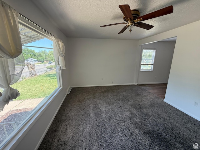 2168 S Harrison Blvd, Ogden, UT 84401 - spare room with a textured ceiling, carpet, baseboards, and ceiling fan