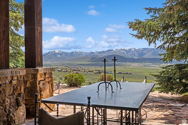 7701 N W Hills Trl, Park City, UT 84098 - view of patio with a mountain view and a rural view