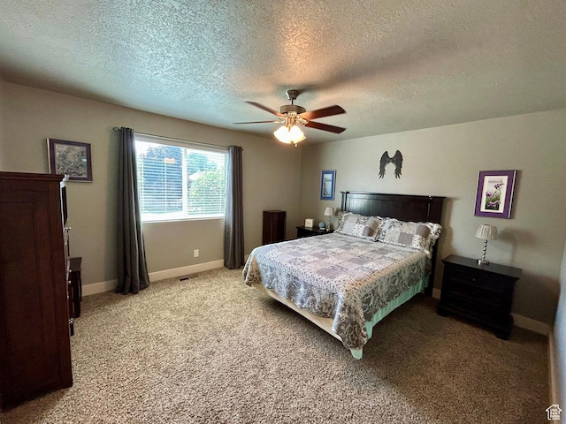 319 S 600 E, Payson, UT 84651 - bedroom with a textured ceiling, light colored carpet, baseboards, and ceiling fan