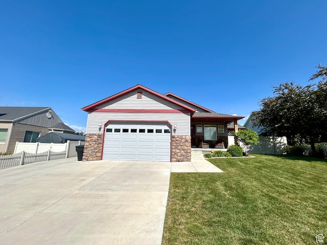 319 S 600 E, Payson, UT 84651 - ranch-style house featuring driveway, stone siding, a garage, and a porch