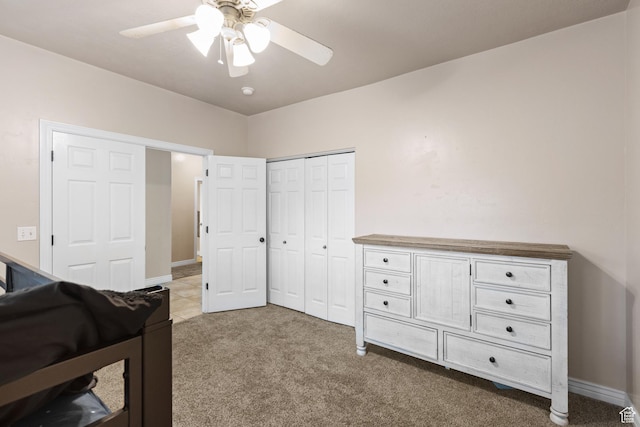 1500 E Mesa View Ln, Washington, UT 84780 - bedroom with carpet, a closet, a ceiling fan, and baseboards