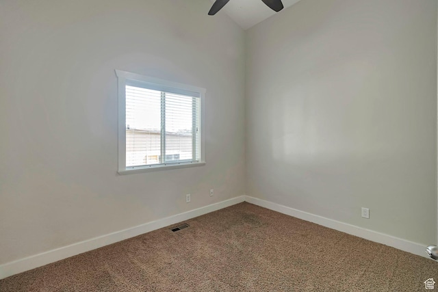 222 E 905 N, Orem, UT 84057 - spare room featuring carpet, a ceiling fan, baseboards, and vaulted ceiling