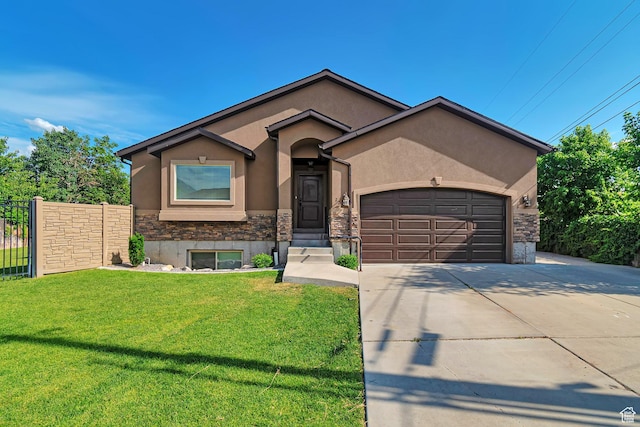 222 E 905 N, Orem, UT 84057 - ranch-style home featuring stone siding, stucco siding, concrete driveway, and an attached garage