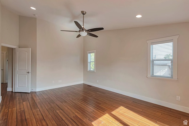 222 E 905 N, Orem, UT 84057 - empty room featuring a ceiling fan, wood finished floors, baseboards, and recessed lighting