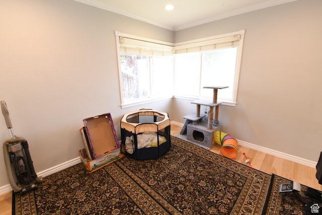 145 E 100 S, Farmington, UT 84025 - sitting room with wood finished floors, baseboards, ornamental molding, and recessed lighting
