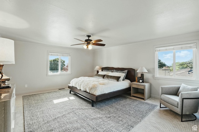 7585 S 3500 E, Salt Lake City, UT 84121 - bedroom featuring ornamental molding, carpet, baseboards, and ceiling fan