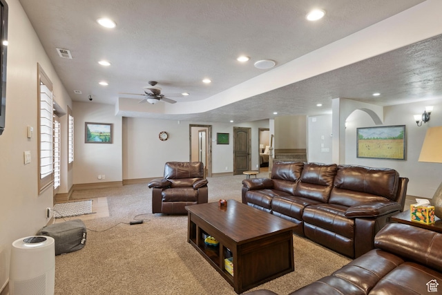 2908 W Bison Ridge Rd, South Jordan, UT 84095 - living area with carpet, recessed lighting, baseboards, and ceiling fan