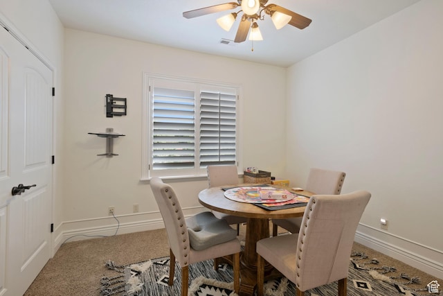 2908 W Bison Ridge Rd, South Jordan, UT 84095 - carpeted dining area featuring a ceiling fan and baseboards