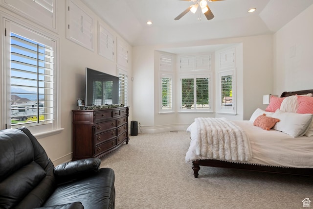 2908 W Bison Ridge Rd, South Jordan, UT 84095 - carpeted bedroom with recessed lighting, baseboards, and ceiling fan