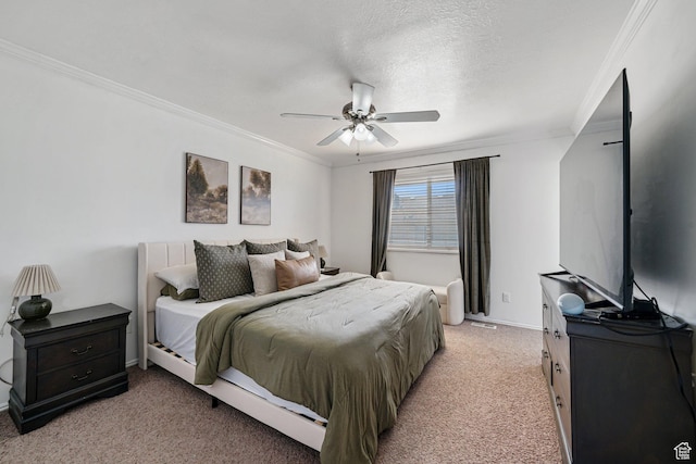 593 N 680 W, Tooele, UT 84074 - bedroom featuring light colored carpet, ornamental molding, baseboards, and a ceiling fan