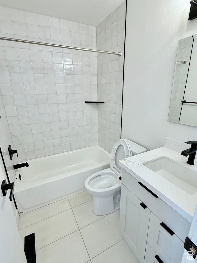 573 E 1600 S, Bountiful, UT 84010 - bathroom featuring vanity, tile patterned flooring, toilet, and  shower combination