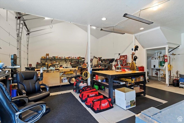 145 N 10450 E, Huntsville, UT 84317 - garage with a workshop area, recessed lighting, and water heater