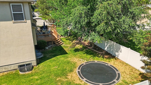 1926 N 1420 W, Provo, UT 84604 - view of yard with a trampoline, a wooden deck, and stairs