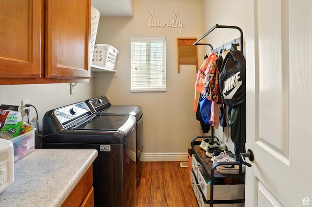 1926 N 1420 W, Provo, UT 84604 - laundry room with cabinet space, independent washer and dryer, dark wood-type flooring, and baseboards