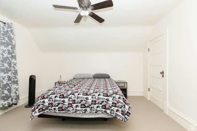 77 N 1st W, Preston, ID 83263 - carpeted bedroom featuring lofted ceiling and a ceiling fan