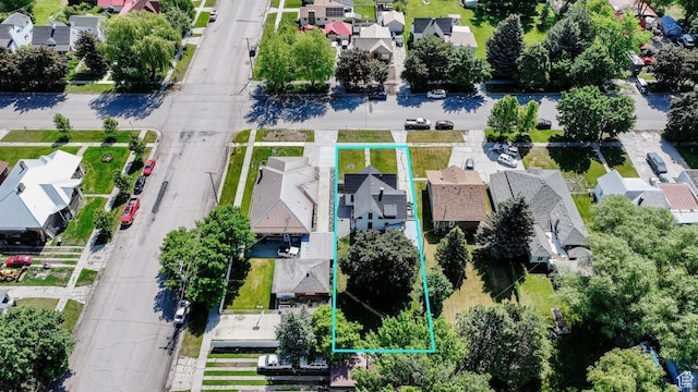 77 N 1st W, Preston, ID 83263 - aerial perspective of suburban area featuring property parcel outlined