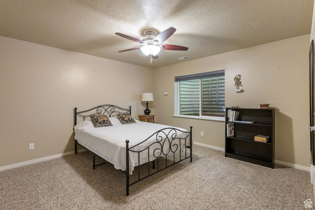 1111 E Bench View Dr, Ogden, UT 84404 - bedroom featuring a textured ceiling, carpet, ceiling fan, and baseboards