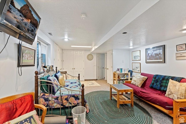 3272 N 175 W, North Ogden, UT 84414 - carpeted living area featuring a textured ceiling