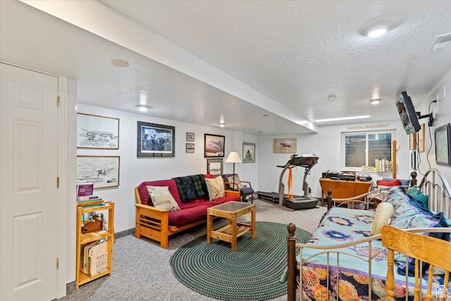 3272 N 175 W, North Ogden, UT 84414 - living area featuring carpet floors, a textured ceiling, and baseboards