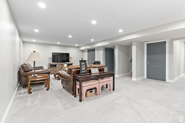 88 N Parkside Loop W, Elk Ridge, UT 84651 - living area with light colored carpet, baseboards, and recessed lighting