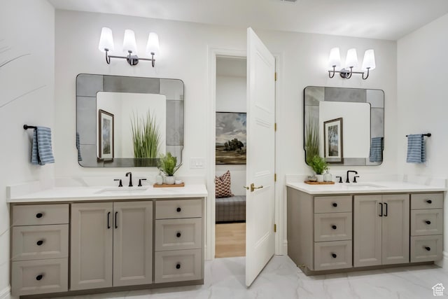 423 S 150 E, Mapleton, UT 84664 - bathroom with marble finish floors and two vanities